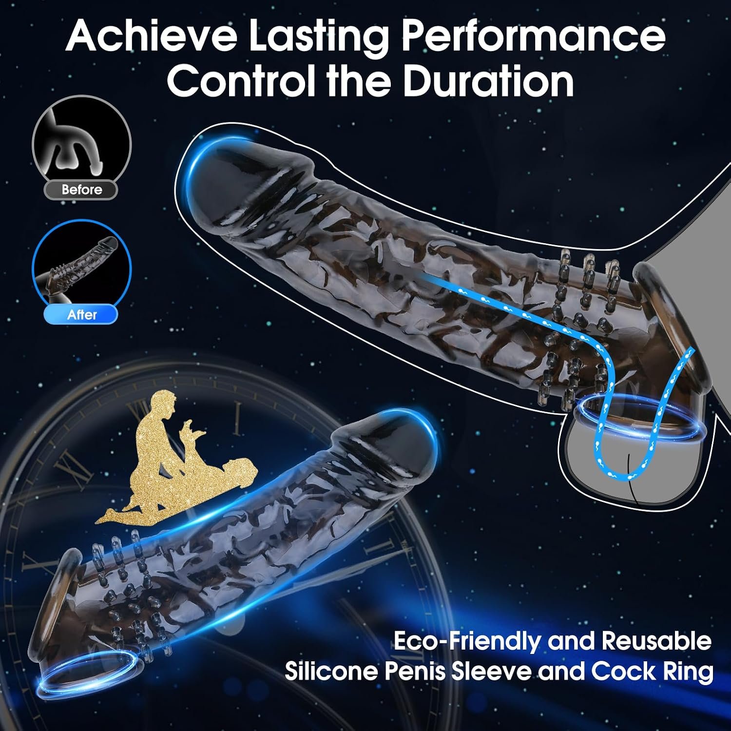 Reusable Penis Sleeve Cock Ring for Men