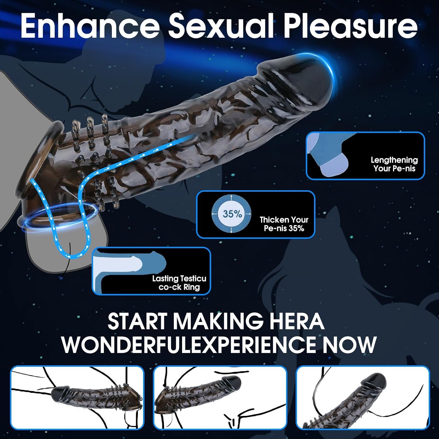 Reusable Penis Sleeve Cock Ring for Men