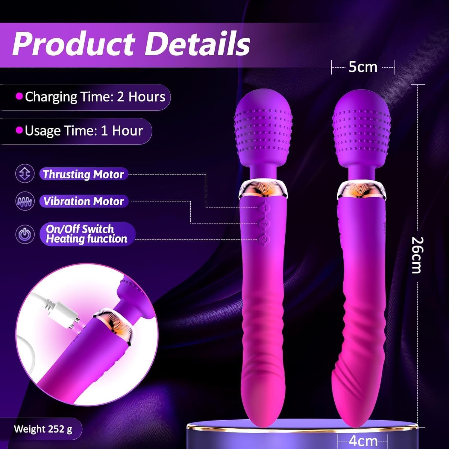 Thrusting Dildo G Spot Vibrator Wand