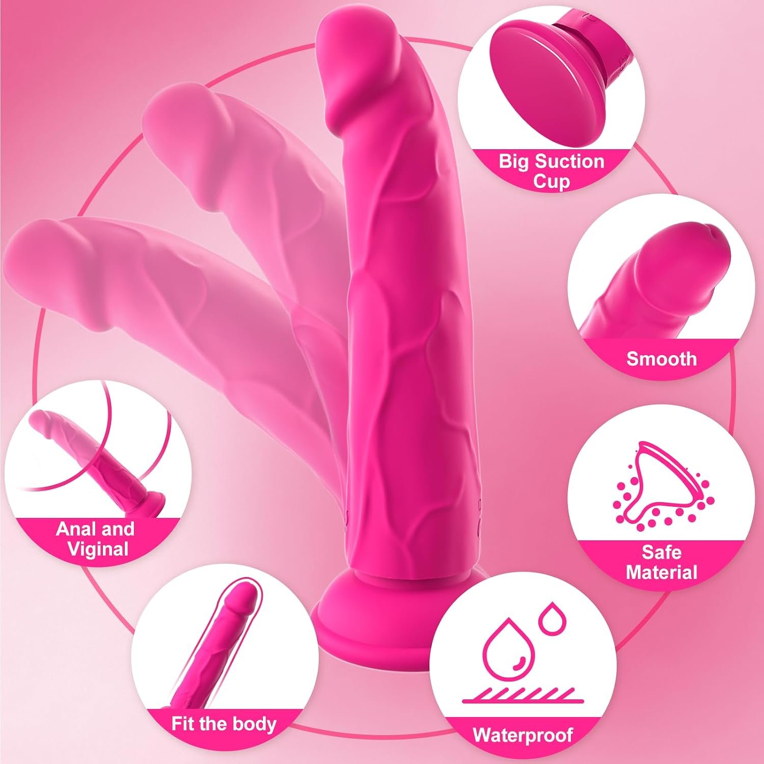 Realistic Pink Dildo G Spot Clit Vibrator